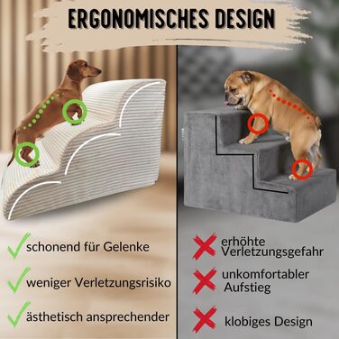 Сходинки для собак Cord бежеві: пандус для собак зі спіненого матеріалу, сходи для котів, тварин, домашніх тварин, пандус для собак на ліжко, 3 сходинки