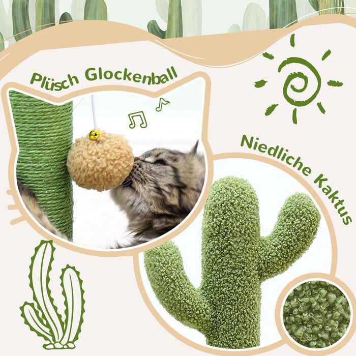 Котячий комплекс Globlazer з когтеточкою, великий, 90х50 см, 2 в 1 з іграшками, товстий стовпчик з сизалю, м'який, для великих котів (зелений)