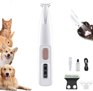 Тример для собак 3-в-1 електричний, вологостійкий з LED-підсвічуванням, тихий, для грумінгу лап, очей, вух, обличчя та тіла
