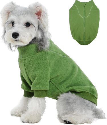 Теплий пуловер Lelepet для собак на осінь/зиму з капюшоном, флісовий світшот для цуценят, одяг для собак, теплий одяг для великих собак, зелений (Small, green)