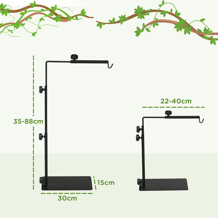PawHut Reptile Lamp Stand Регульований тримач для теплових ламп з 4 дротяними прорізами сталевий чорний для тераріумів