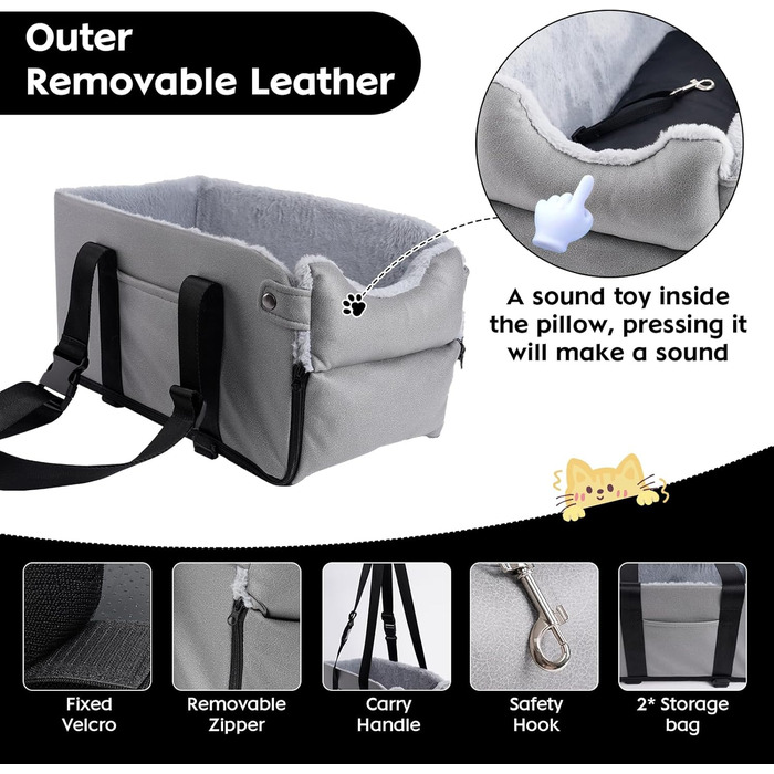 Автокрісло для собак та котів: стабільне, з ременями, знімне, миється, до 6 кг