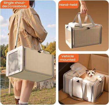 Транспортна сумка для собак та котів, переноска для цуценят, кремового кольору. Ідеально для подорожей, прогулянок та кемпінгу