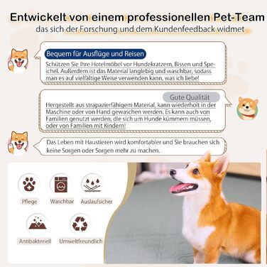 Водонепроникний килимок для собак GYURO - двосторонній, м'який, 97x190 см (Сірий)