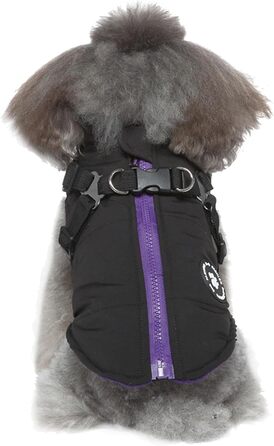 Зимовий теплий жилет для собак, водонепроникний, з блискавкою, для цуценят та собак середніх та великих порід (Чорний, XL)