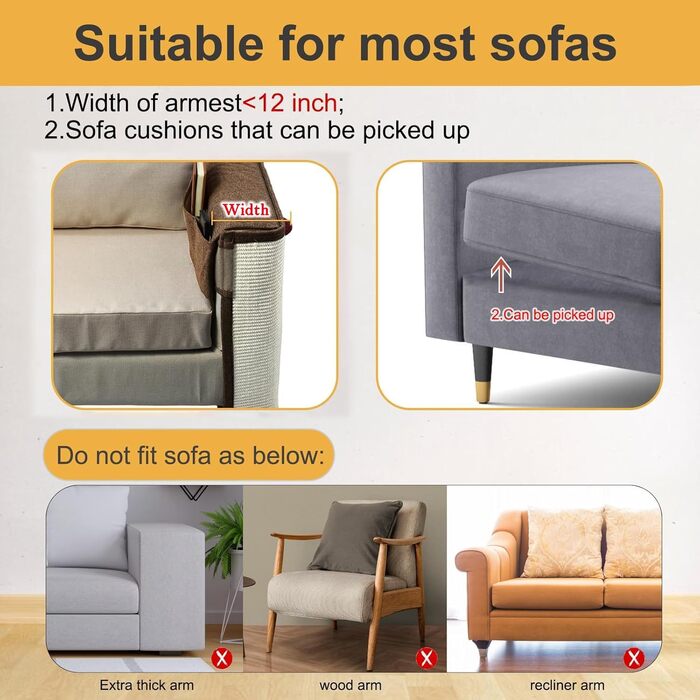 Захист для дивану від кігтів котів, 70 x 50 см, з сизалю, для праворуких (коричневий)