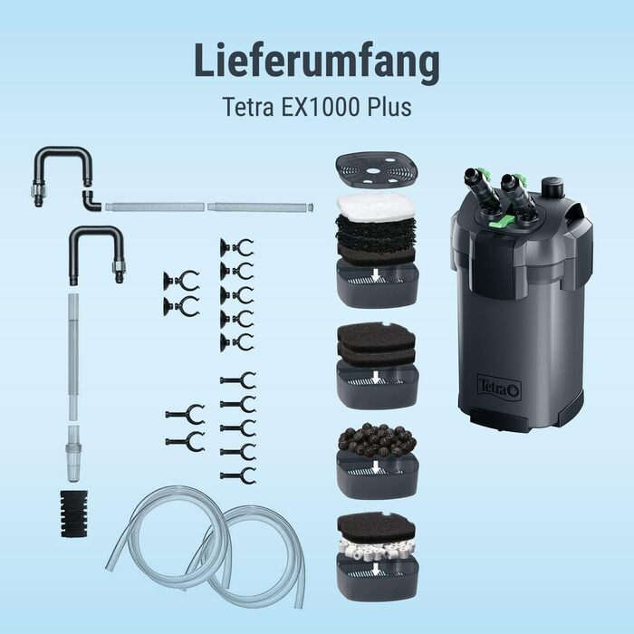 Зовнішній фільтр для акваріума Tetra EX 1000 Plus, до 300 л, потужний очищувач води для кришталево чистої води, внутрішнє використання