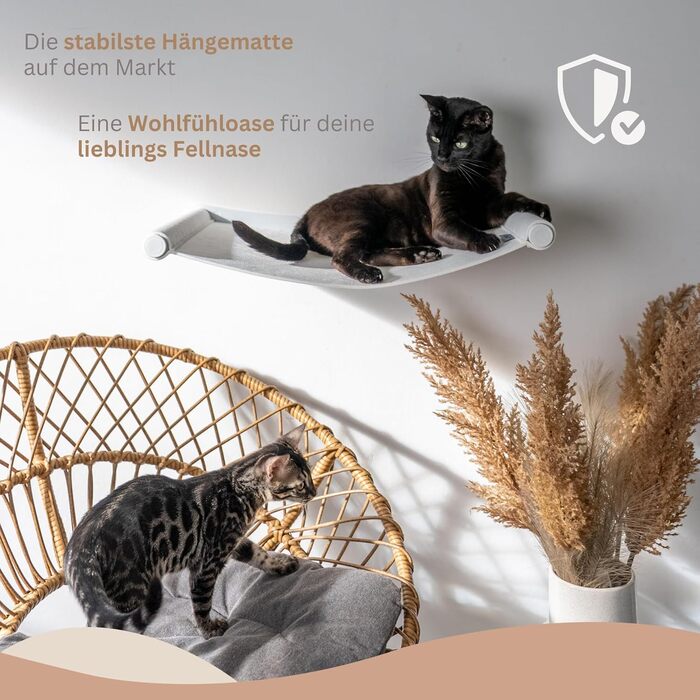 Кішка-гамак AZANO® XL з металу | Дизайнерська стіна для лазіння котів | Ліжко для котів на стіні | велике та стабільне (Сірий)
