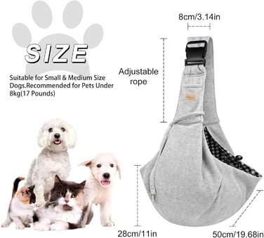 Сумка-переноска для собак CUBY, регульована, двостороння, для маленьких та середніх собак, звільняє руки, з ременем безпеки, кишеня на блискавці, знімна килимок для прогулянок, підкладка на плече, Зелений (застібка, Сірий, Регульована)