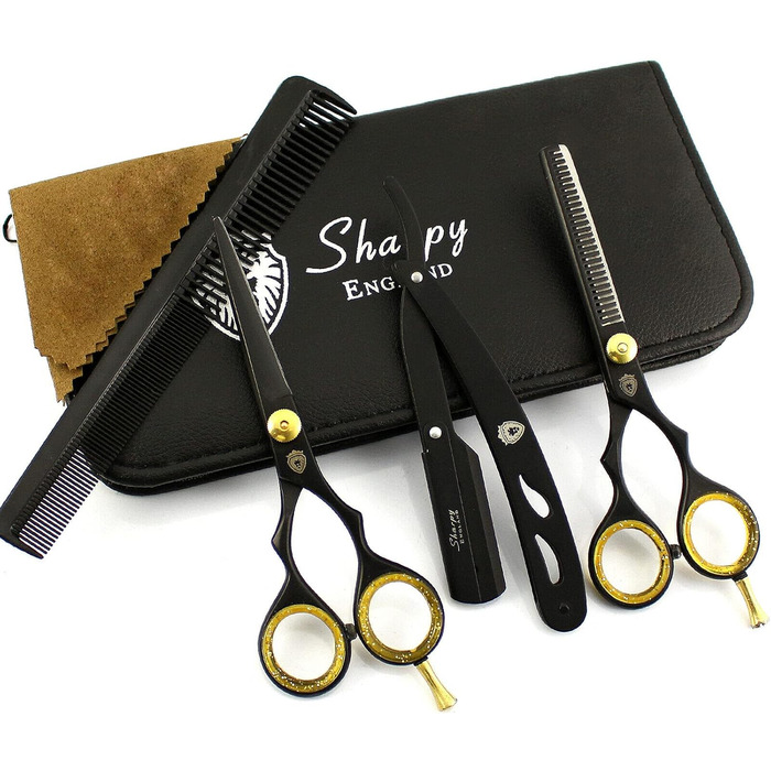 SHARPY Професійний набір для стрижки волосся, 2 шт., ножиці для філірування, 14 см, з бритвою, ручна робота з японської сталі J2, подарункова коробка