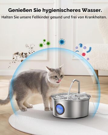 Фонтан-поїлка для котів Kittyspout з нержавіючої сталі, 3.2 л, з фільтром
