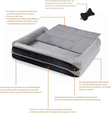 Лягушкове ліжко для собак Raikou з знімним подушкою, м'яке та миється – місце для сну, подушка для собак, собаче ліжко, лежанка для собак – високоякісне ліжко для тварин для вашого вірного компаньйона. (80 * 60 * 7см) (100*80*9см, світло-сірий)