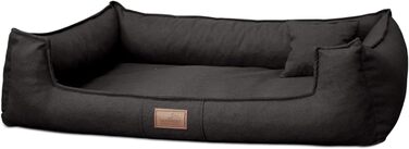 Ортопедичне ліжко для собак Tierlando® Goofy Couture з захистом для матраца, знімний чохол з меблевої тканини, для собак середніх та великих порід, розмір: 90x75 см, колір: чорний