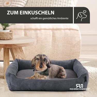 Крісло-ліжко для собак, антрацитова тканина Cord, 70x50 см, з подушкою та пакетиками для прибирання