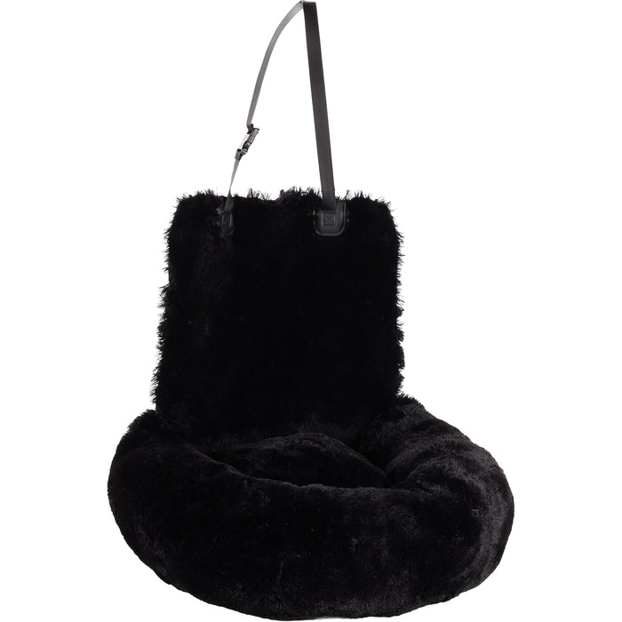 Автокрісло для собак Flamingo Krems чорного кольору, 60x50x20 см, знімні подушки, регульовані ремені та короткий поводок