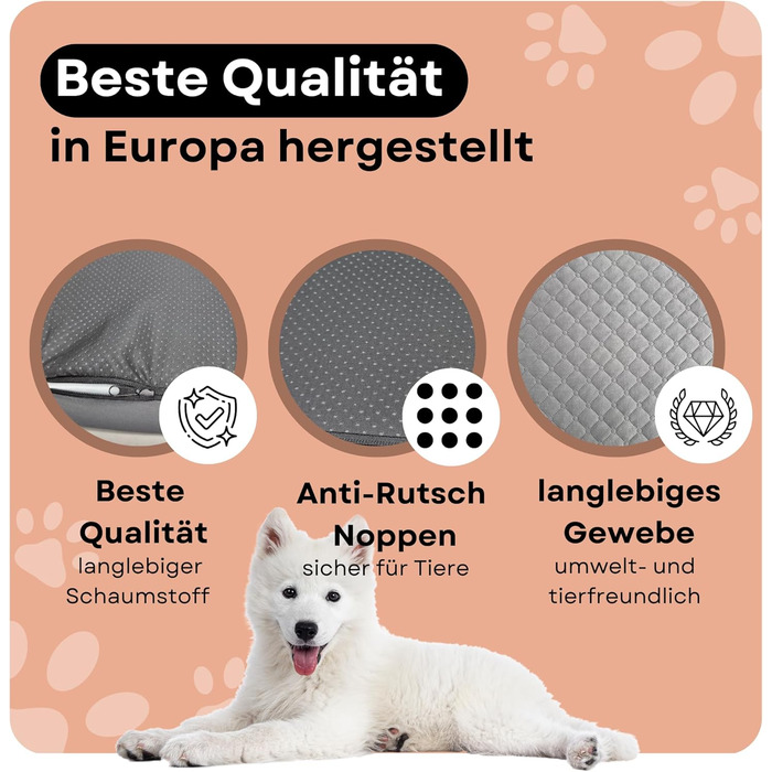 Ортопедичне собаче ліжко Odolplusz для великих собак | М'яке ліжко-матрац для собак середніх та великих порід | Знімний, пральний чохол (Сірий, 120x80x7 см)