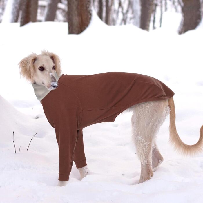 Теплий пуловер з коміром-горловиною для Whippet, Windhund та маленьких собак, теплий одяг для собак на зиму, коричневий, розмір S