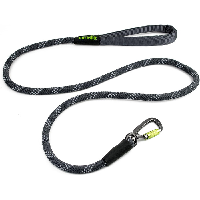 Повідок для собак Tuff Mutt 150 см з обертовим карабіном, для середніх і великих порід, м'яка ручка, світловідбивна стрічка, міцний