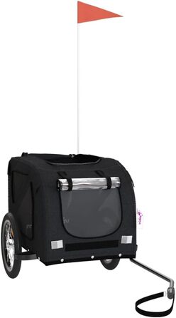 Причіп для собак VidaXL, причіп для тварин з відбивачами та прапорцем, вантажопідйомність 45 кг, Oxford-тканина, чорний (125 x 63 x 66 см)