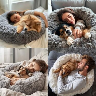 Кругле ліжко для собак та котів Pfoten&nasen® Wolke 7, XS (55 см), сіро-біле, знімний чохол