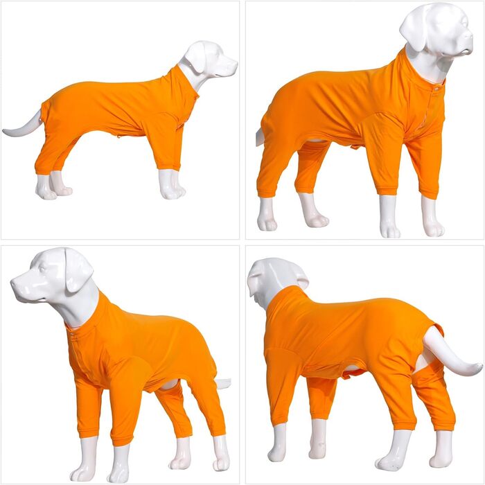 Комбінезон для собак Lovelonglong з чистої бавовни, 4 лапи, для великих та середніх собак, розмір XXL, Зелений (XXXL (Велика собака ~36 кг), Помаранчевий)