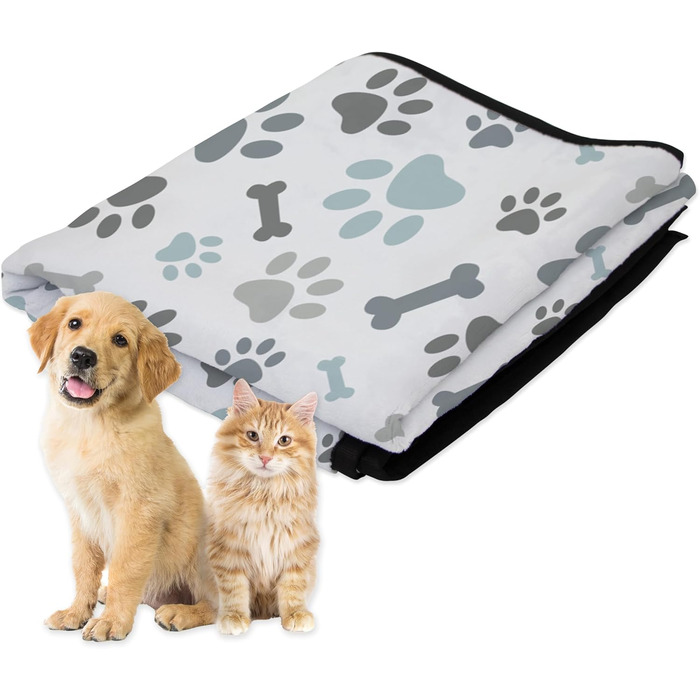 Килимок для тварин у приміщенні та на вулиці, 127 x 152,4 см, зручний, миючий, водовідштовхуючий, для пікніків та подорожей, синьо-сірий