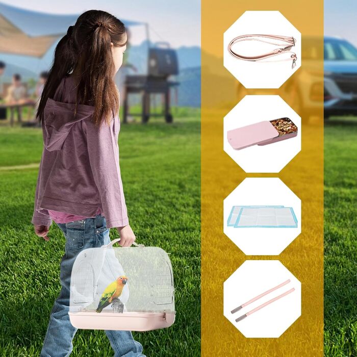 Трансформер для перевезення птахів Nymphensittich: рюкзак-переноска для птахів, прозорий клітка, м'яка переноска, клітка для подорожей з птахами | Переноска для птахів на відкритому повітрі, знімна переноска для хом'яків, прозора переноска для домашніх тв