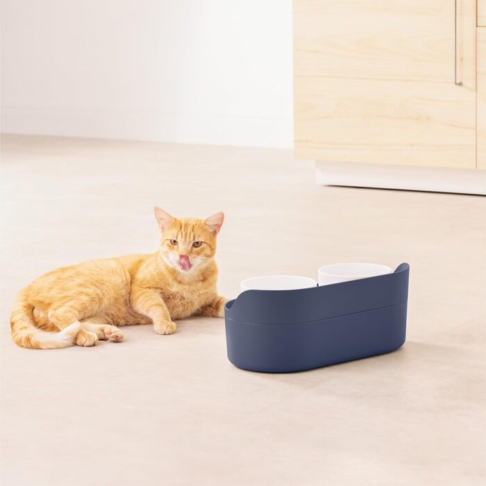 Набір мисок для собак Navaris (2 шт) - піднята годівниця для собак, блакитний колір