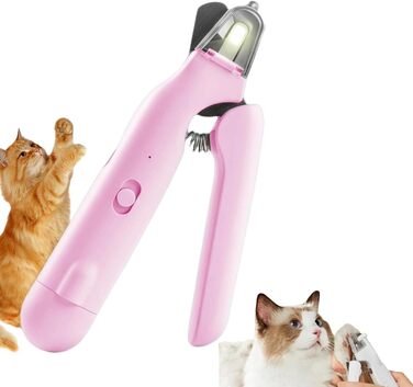 Ножиці для собак та котів з підсвічуванням, безпечні, з вбудованим точилом (рожеві)