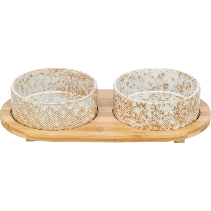 Набір мисок для собак TRIXIE, 800 мл, кераміка/бамбук - миска для корму для собак маленьких та середніх порід, діаметр 16 см, міцна та придатна для миття в посудомийній машині