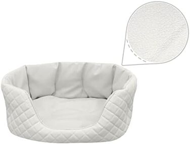 Ліжко для собак Juelle з штучної шкіри, велике, з м'яким лежаком, диван Queen S-XL (120x90 см, білий)