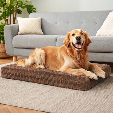 Килимок для собак Homaxy великих порід, ортопедичний, м'який, миючий, з антиковзним покриттям, 74x54x7 см, коричневий