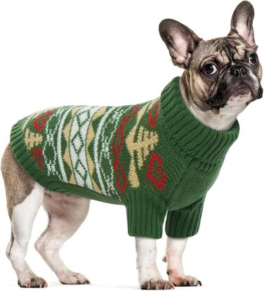 Зелений теплий одяг для собак - тепла куртка та пуловер для Французького бульдога (S)