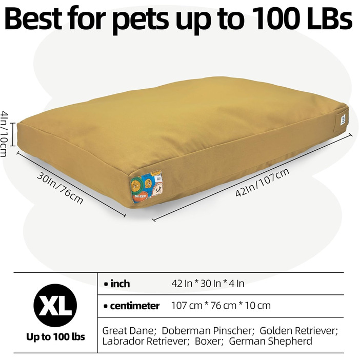 Крісло-ліжко для собак Sytopia з тканини для яхт, 106,7 см, миється та водонепроникне, знімний чохол, підходить для великих собак, для дому, вулиці, вольєру або тераси, темно-сірий (X-Large, жовтий)