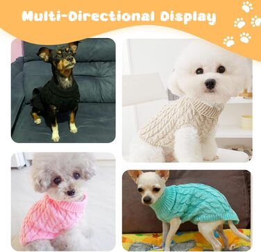 Пуловер для собак, маленьких та середніх порід, 2 шт. (білий + червоний, бежевий + чорний), S