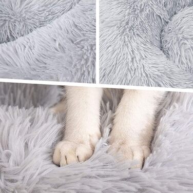 Ортопедичне круглі ліжко для собак XL: м'яке, антистрес, з ефектом пам'яті, для великих та середніх собак, легко миється, сірий колір, діаметр 70 см