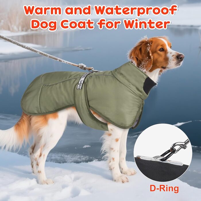 Водонепроникний зимовий одяг для собак, теплий зимовий одяг для собак, куртка для собак, теплий зимовий одяг для собак з D-Ring (Зелений, 4XL)