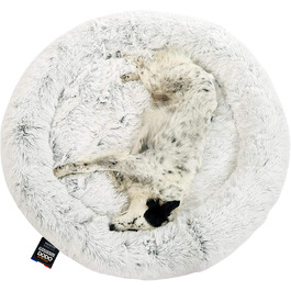 Кругле ліжко для собак Donut з м'яким покриттям, 95 см, перлинно-сірий колір. Підходить для малих та великих собак. Знімний чохол, легко миється.