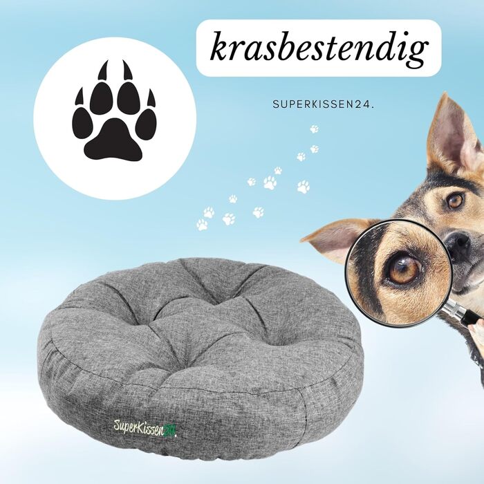 Гіркий лежак для собак середніх порід SuperKissen24 - водонепроникний лежак для котів - лежанка для собак з антикіготного матеріалу - антиалергенний та протиковзкий - лежанка для собак M 60 см x 14 см сірий