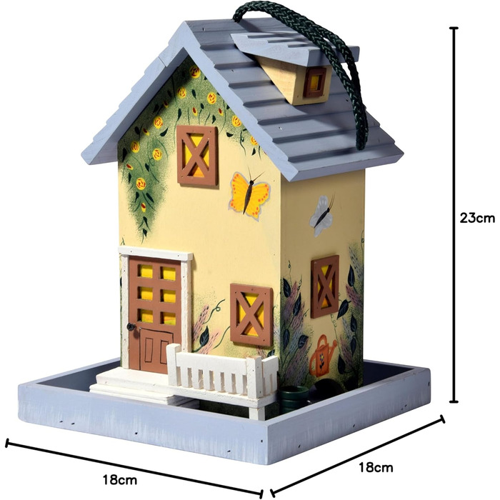 Будиночок для птахів Dobar® 25119FSC Summer - яскравий дерев'яний годівничок для птахів, 18x18x23 см