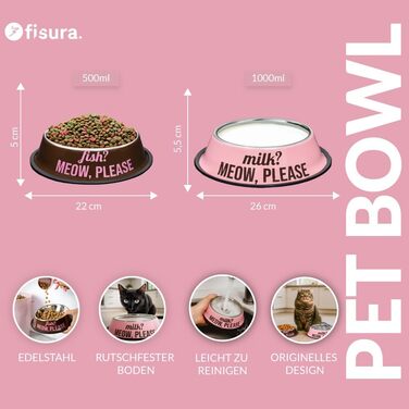 Подвійний набір мисок для собак з нержавіючої сталі Dog Bar (рожевий/червоний) 500/1000 мл