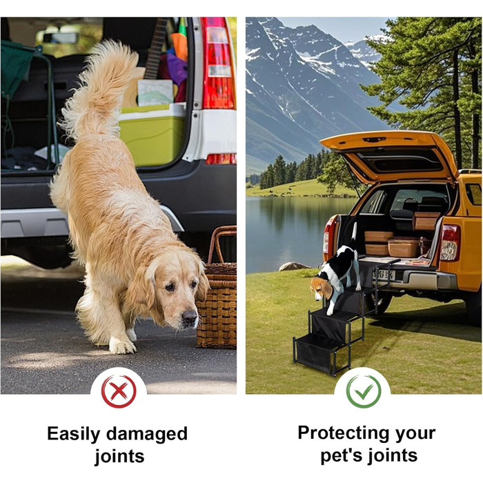 Східці для собак PiuPet - складані, для великих та маленьких собак, водонепроникні, з ПВХ, для безпечного та комфортного підйому в авто