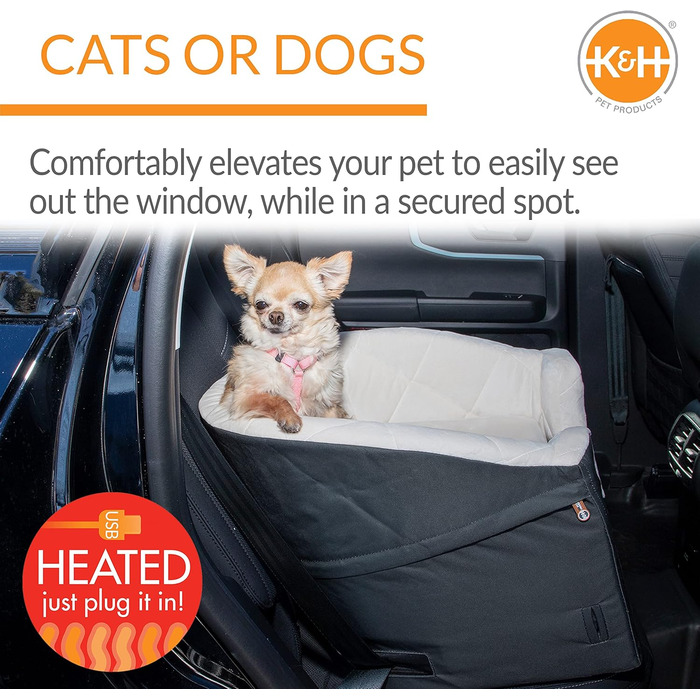 Підвищувач для собак K&H Pet Product Bucket Booster з кріпленням для безпеки, зручний для маленьких собак, стабільний, антрацитовий/кремовий, з підігрівом