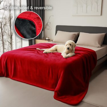 Водонепроникна ковдра для тварин Bedding Aid 102x152 см, універсальна для собак і котів, червоно-чорна, для дивану, м'яка флісова покривало