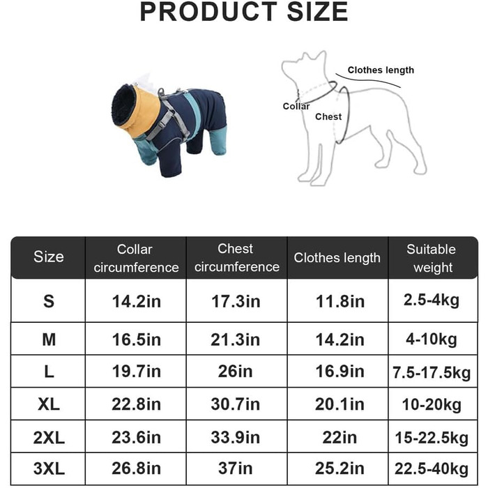 Зимовий теплий куртки для собак з коміром-гетром, світловідбиваючий, для малих та середніх собак, блакитний, XL