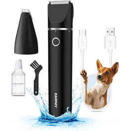 Бездротовий триммер для собак та котів Casfuy - тиха машинка для стрижки лап, очей, вух, обличчя, USB-зарядка, чорний