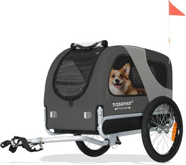 DOGGYHUT® Преміум велосипедний причіп для собак до 23 кг, складаний