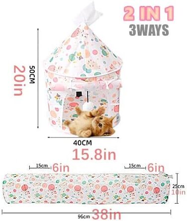 Ігровий тунель для котів та тварин, Pop-Up тунель, складаний, для дому (рожевий)