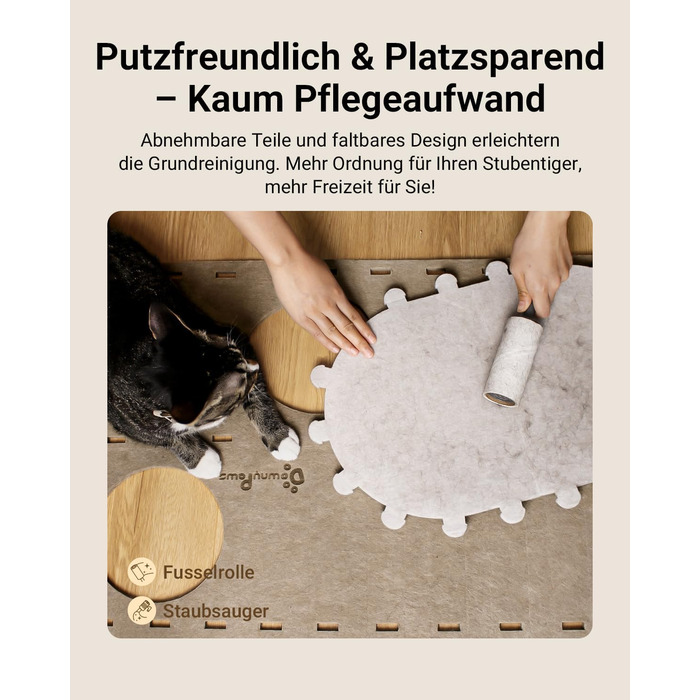 Будиночок-печеринка для котів DownyPaws з фетру, 2-ярусне ліжко для котів, 50 x 33 x 50 см, затишний дизайн, захист кігтів, бежевий
