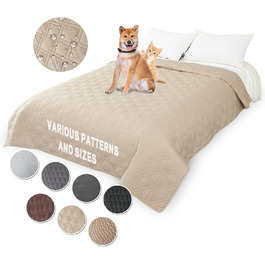 Водонепроникний килимок для собак 218 x 208 см: захист дивану та ліжка. Великий, миючий, з антиковзаючим покриттям. Підходить для собак та котів, бежевий, XXL